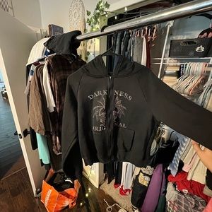 Black Rhinestone Darkness original zip up jacket